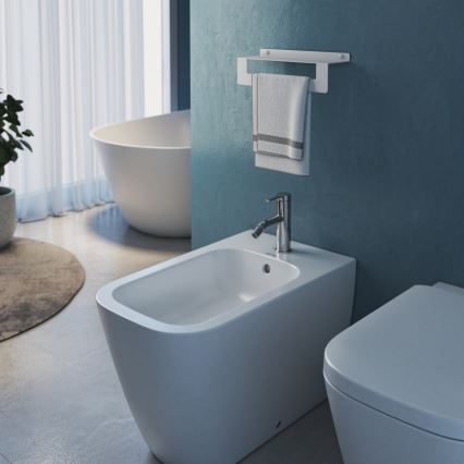 Gedy - Polica s vešiakom na uteráky CLEO 50 cm matná biela