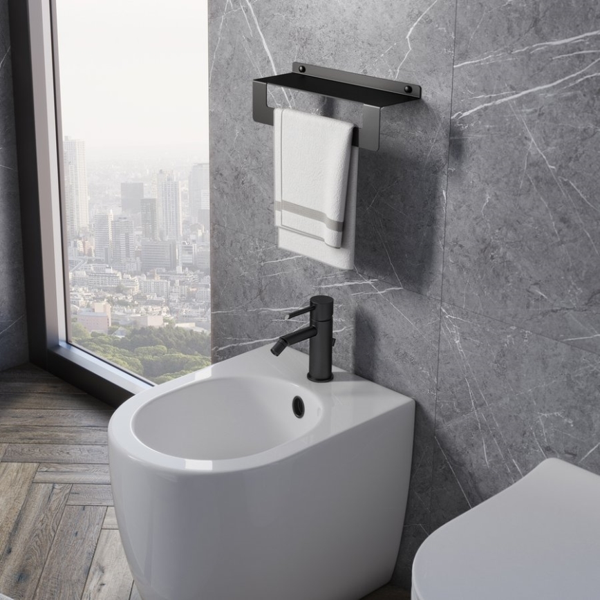 Gedy - Polica s vešiakom na uteráky CLEO 50 cm matná čierna