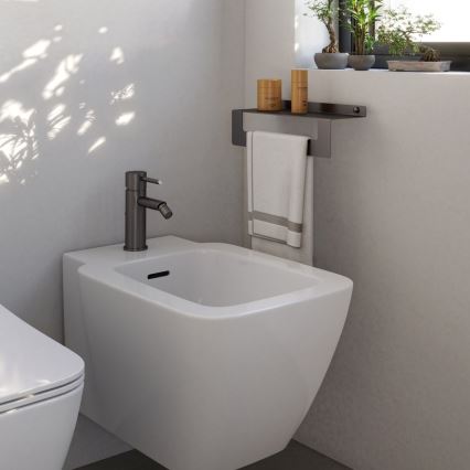 Gedy - Polička s vešiakom na uteráky CLEO 50 cm metalická sivá