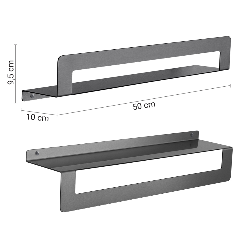Gedy - Polička s vešiakom na uteráky CLEO 50 cm metalická sivá