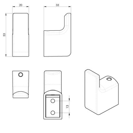 Gedy - SADA 2 ks nástenných háčikov PIRENEI, matná biela