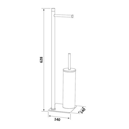 Gedy - Stojaca WC štetka s držiakom toaletného papiera TRILLY metalicky sivá