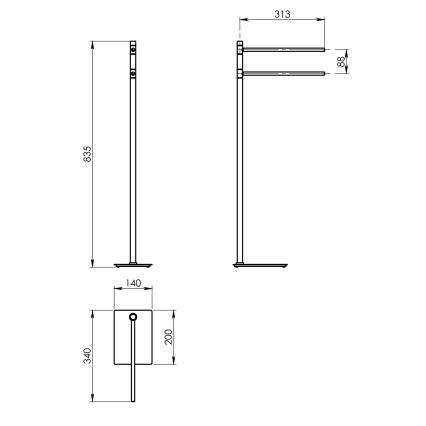 Gedy - Stojan na uteráky TRILLY 83,5 cm metalická sivá
