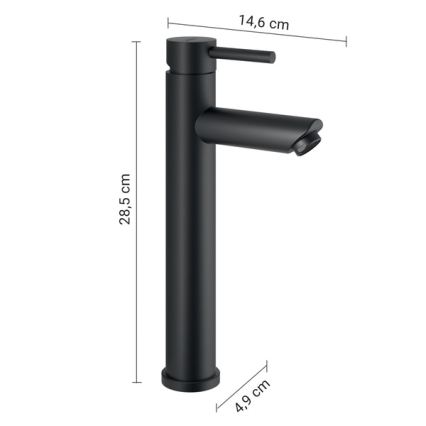 Gedy - Umývadlová batéria ALTO HIGH 28,5 cm matná čierna