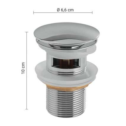 Gedy - Umývadlová výpusť CLICK-CLACK pr. 6,6 cm lesklý chróm