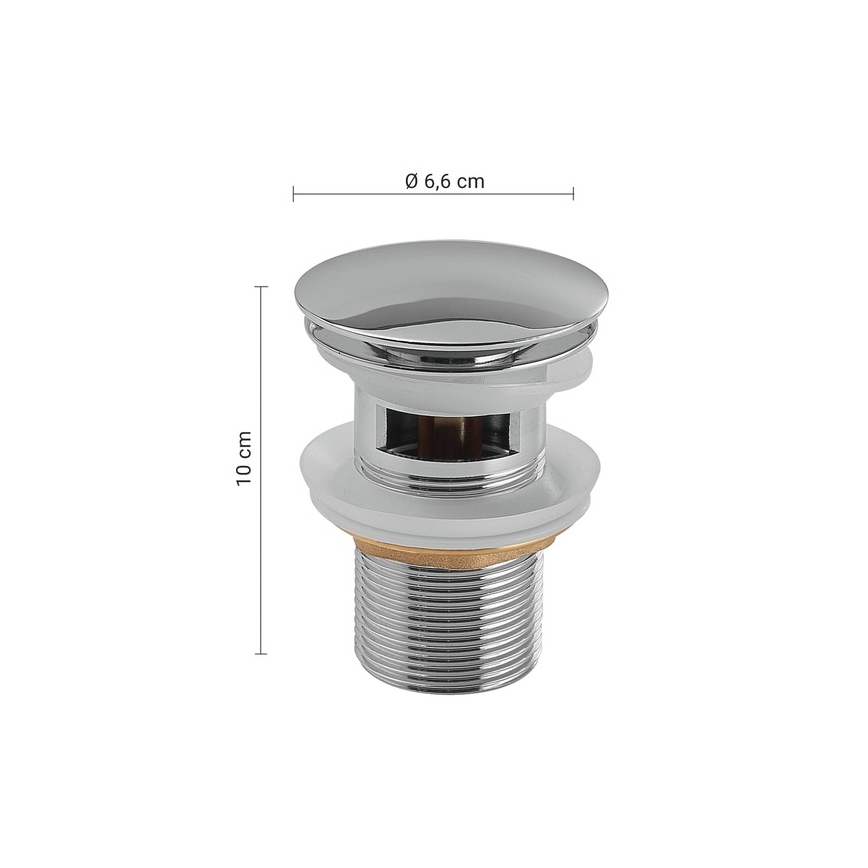Gedy - Umývadlová výpusť CLICK-CLACK pr. 6,6 cm lesklý chróm