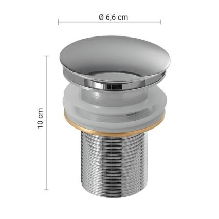 Gedy - Umývadlová výpusť CLICK-CLACK, pr. 6,6 cm, lesklý chróm