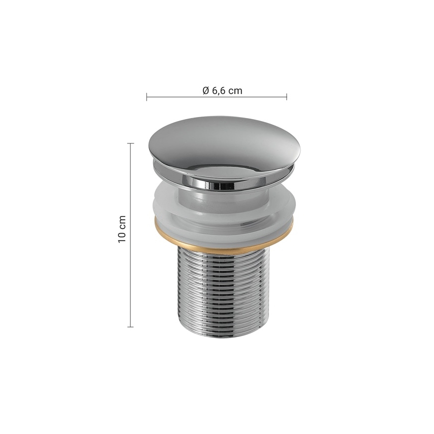 Gedy - Umývadlová výpusť CLICK-CLACK, pr. 6,6 cm, lesklý chróm