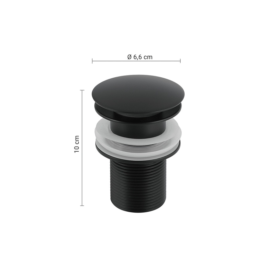 Gedy - Umývadlová výpusť CLICK-CLACK pr. 6,6 cm matná čierna