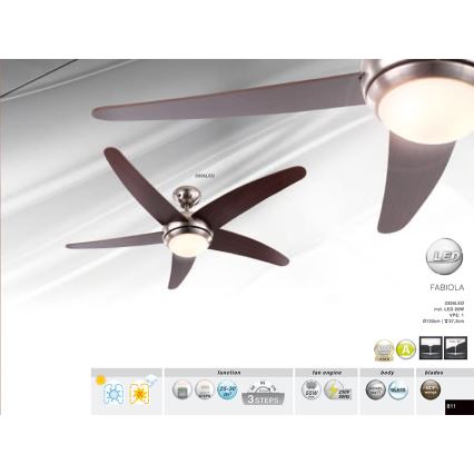 GLOBO 0306LED - Stropný ventilátor FABIOLA 1xLED/20W/230V