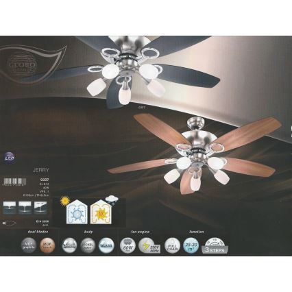 Globo - Stropný ventilátor JERRY 5xE14/40W/230V