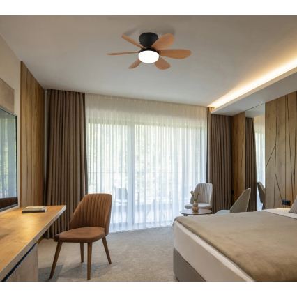 Globo - LED stmievateľný stropný ventilátor LED/5W/230V 2700-6500K hnedý + diaľkové ovládanie