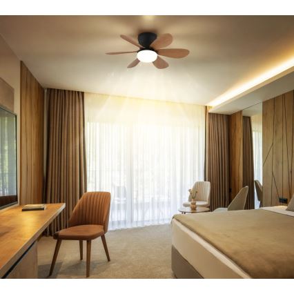 Globo - LED stmievateľný stropný ventilátor LED/5W/230V 2700-6500K hnedý + diaľkové ovládanie