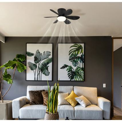 Globo - LED stmievateľný stropný ventilátor LED/5W/230V 2700-6500K čierny + diaľkové ovládanie