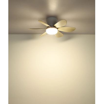 Globo - LED stmievateľný stropný ventilátor LED/5W/230V 2700-6500K béžový + diaľkové ovládanie