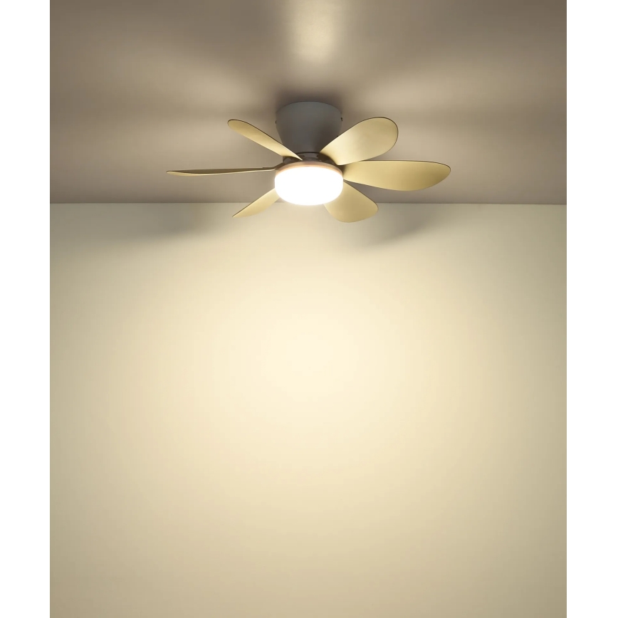 Globo - LED stmievateľný stropný ventilátor LED/5W/230V 2700-6500K béžový + diaľkové ovládanie