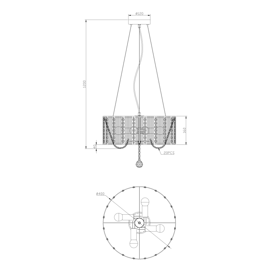 Globo - Krištáľový luster na lanku 4xE14/40W/230V