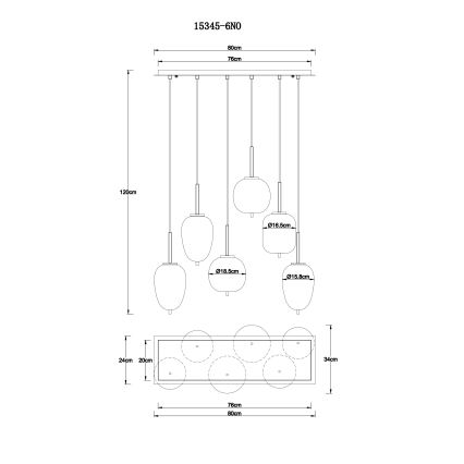Globo - Luster na lanku 6xE14/40W/230V lesklý chróm