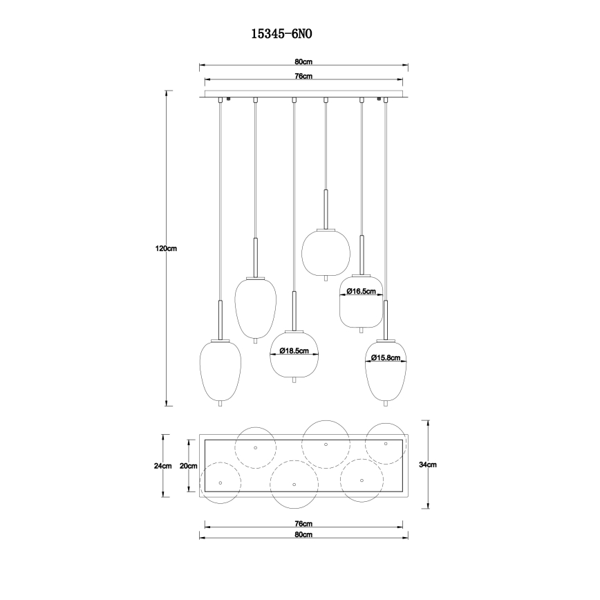Globo - Luster na lanku 6xE14/40W/230V lesklý chróm