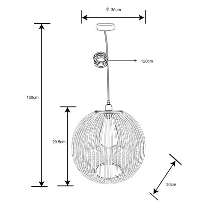 Globo - Luster na lanku 1xE27/60W/230V bambus