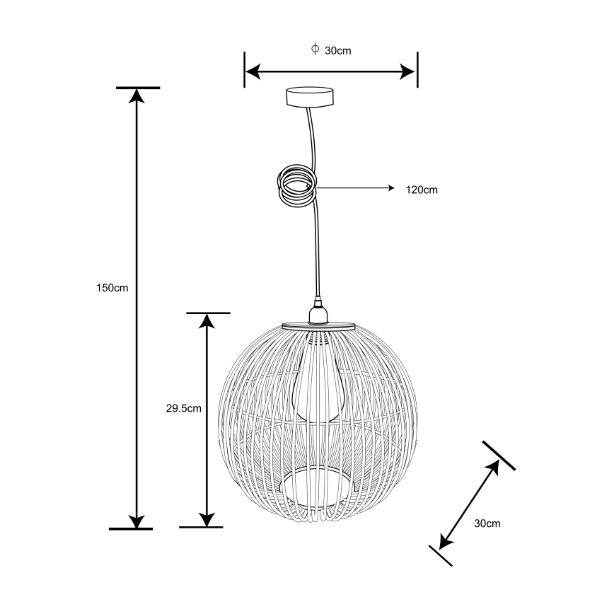 Globo - Luster na lanku 1xE27/60W/230V bambus