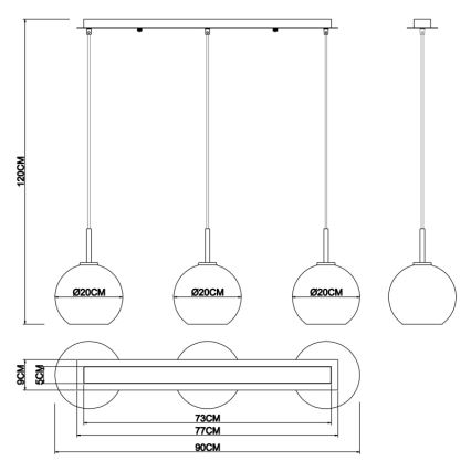 Globo - Luster na lanku 3xE27/60W/230V