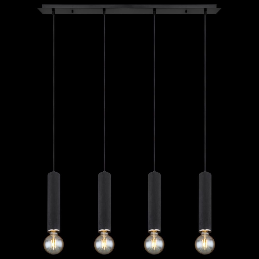 Globo - Luster na lanku 4xE27/60W/230V čierne drevo