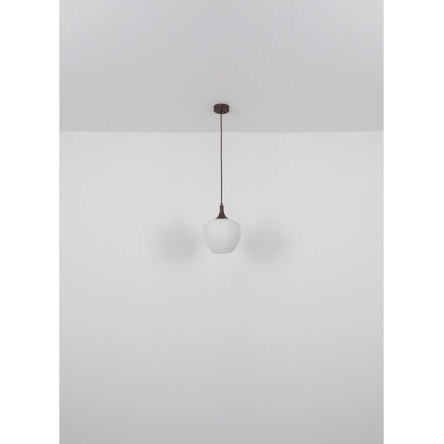Globo - Luster na lanku 1xE27/60W/230V pr. 29 cm biela/hnedá