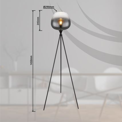 Globo - Stojacia lampa 1xE27/60W/230V čierna