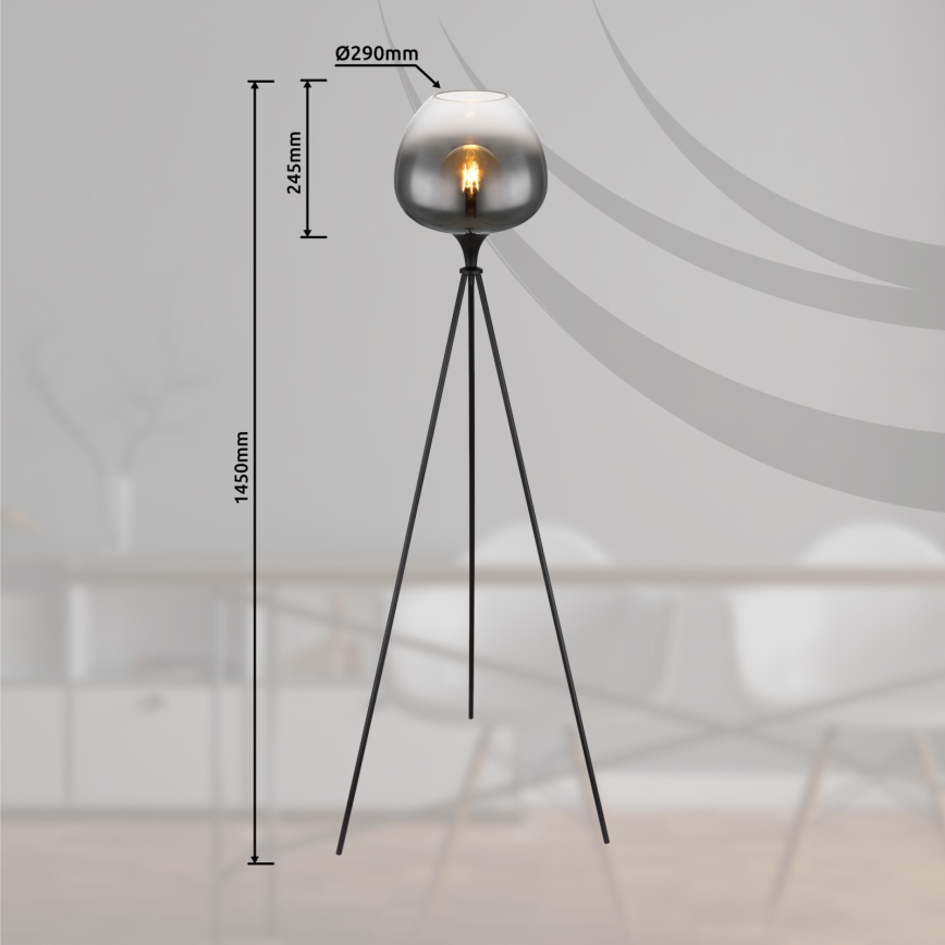 Globo - Stojacia lampa 1xE27/60W/230V čierna