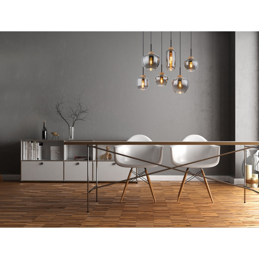 Globo - Závesný luster na lanku 6xE27/40W/230V, čierny