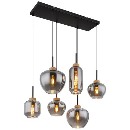 Globo - Závesný luster na lanku 6xE27/40W/230V, čierny