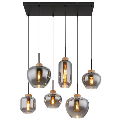 Globo - Závesný luster na lanku 6xE27/40W/230V, čierny