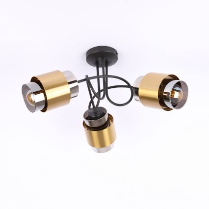 Globo - Prisadený luster 3xE27/40W/230V čierna/mosadz