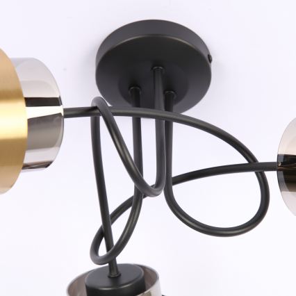 Globo - Prisadený luster 3xE27/40W/230V čierna/mosadz