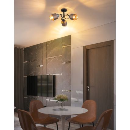 Globo - Prisadený luster 3xE27/40W/230V čierna/bronzová