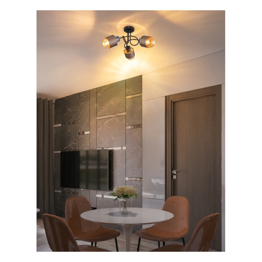 Globo - Prisadený luster 3xE27/40W/230V čierna/bronzová
