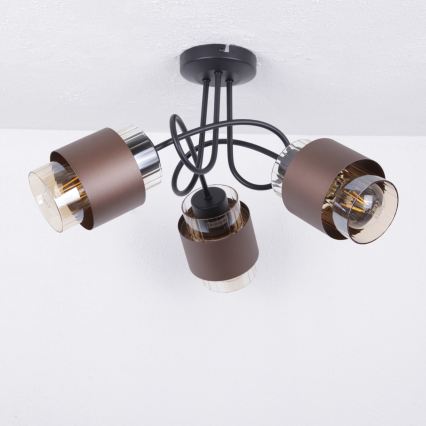 Globo - Prisadený luster 3xE27/40W/230V čierna/bronzová