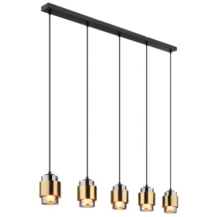 Globo - Závesný luster na lanku 5xE27/40W/230V čierna/mosadz
