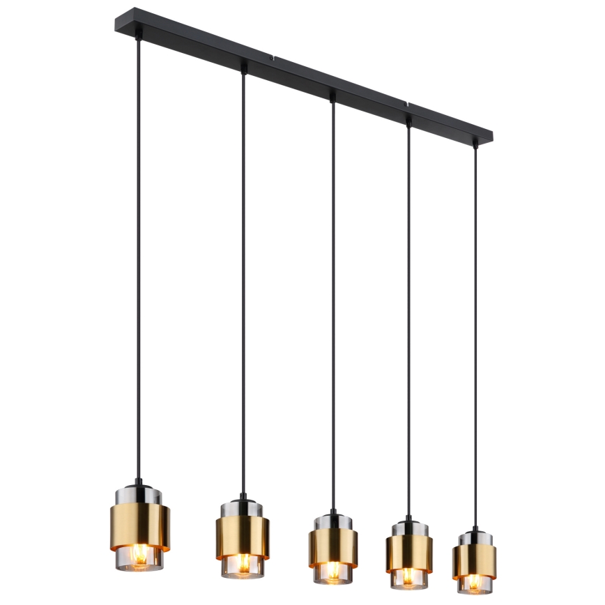 Globo - Závesný luster na lanku 5xE27/40W/230V čierna/mosadz