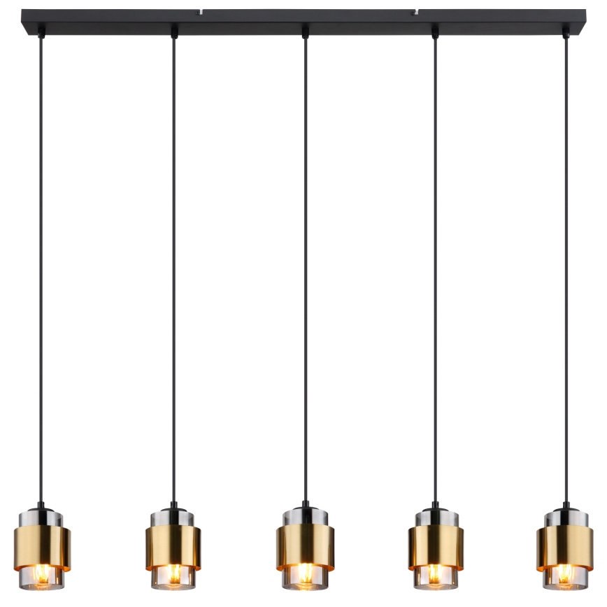 Globo - Závesný luster na lanku 5xE27/40W/230V čierna/mosadz