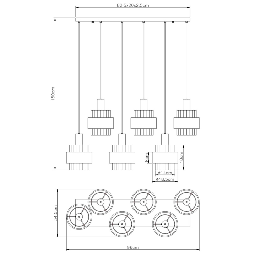 Globo - Závesný luster na lankách 6xE27/60W/230V