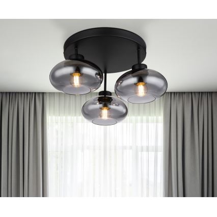 Globo - Prisadený luster 3xE27ILLU/40W/230V čierny