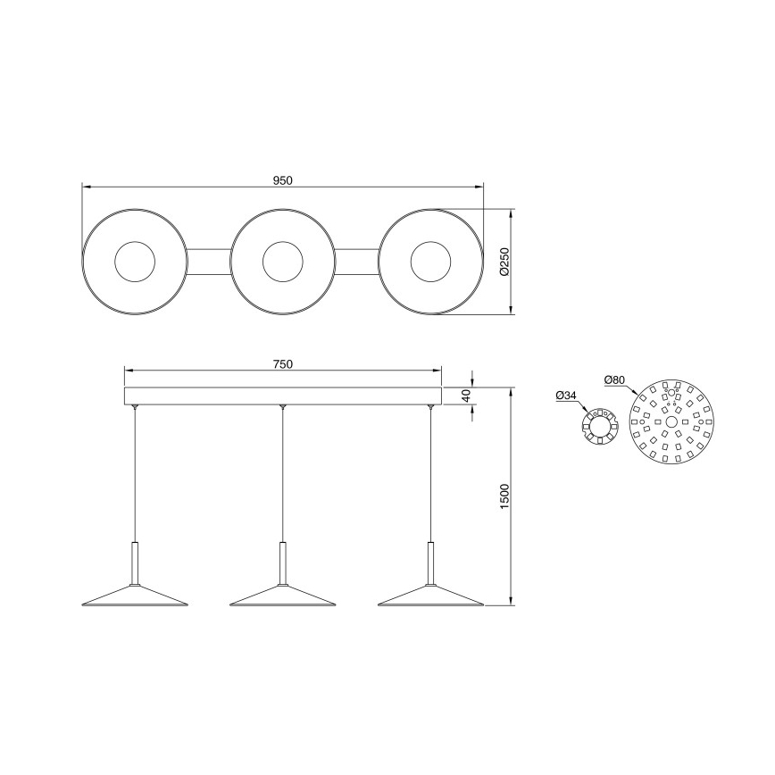 Globo - LED luster na lanku LED/24W/230V 4000K čierna