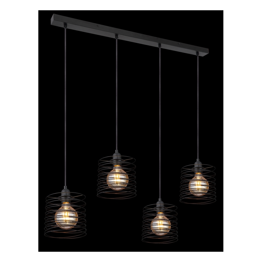 Globo 15640-4H - Luster na lanku TILLY 4xE27/60W/230V čierny
