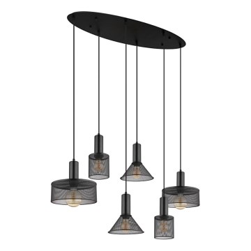 Globo 15648-6H - Luster na lanku JEDD 6xE27/60W/230V čierna