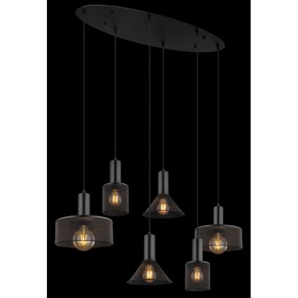Globo 15648-6H - Luster na lanku JEDD 6xE27/60W/230V čierna