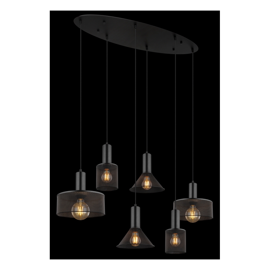 Globo 15648-6H - Luster na lanku JEDD 6xE27/60W/230V čierna