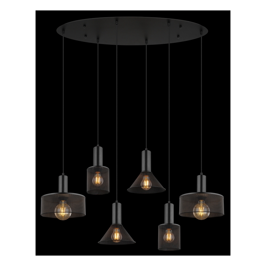 Globo 15648-6H - Luster na lanku JEDD 6xE27/60W/230V čierna