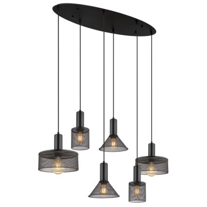 Globo 15648-6H - Luster na lanku JEDD 6xE27/60W/230V čierna
